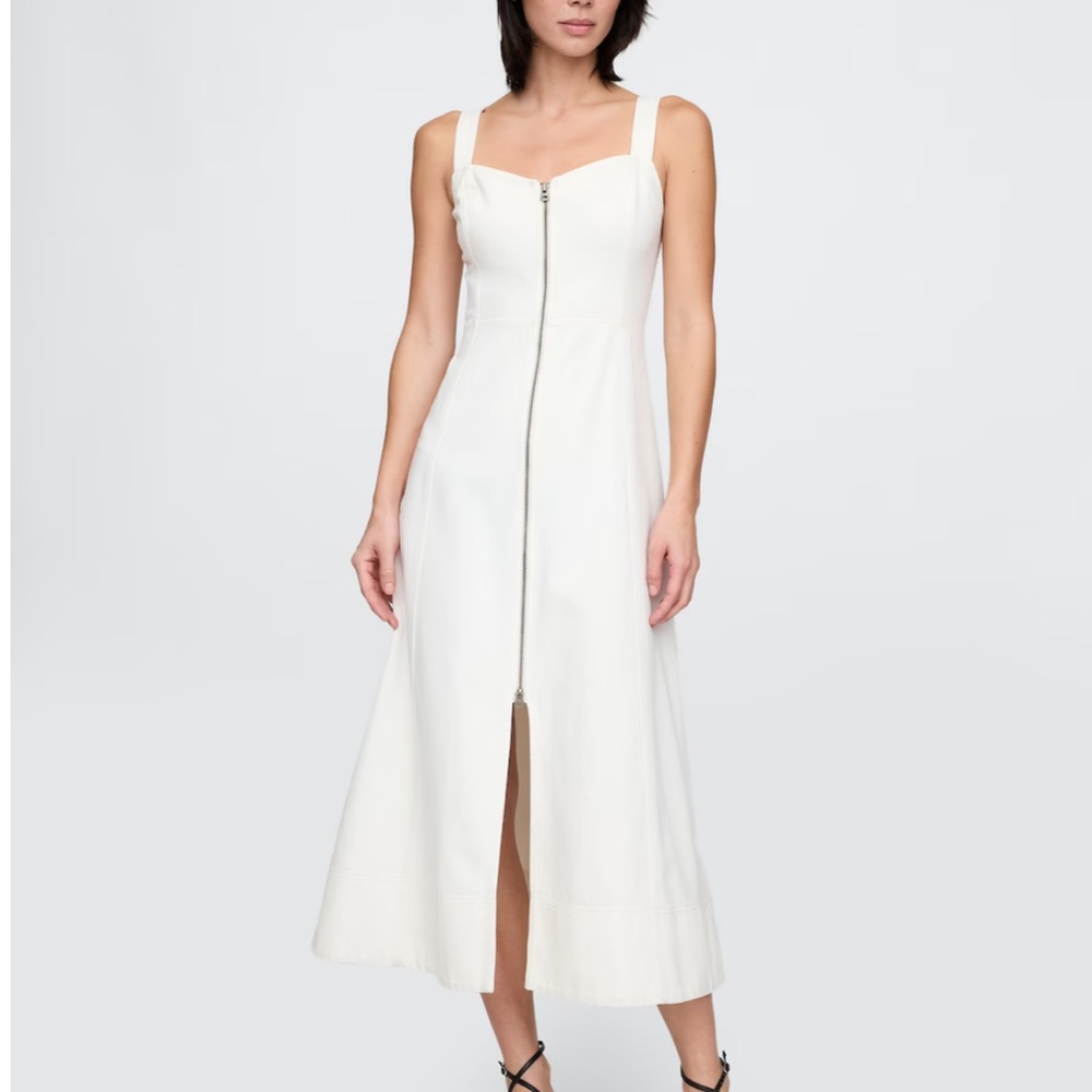 GAP Cream Sleeveless Square Neck Midi Dress